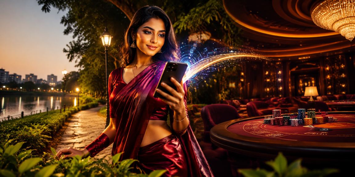 ঢাকায় চা বাগানের পরিবেশে মোবাইলে বোনাস উপভোগ করছেন একজন ব্যবহারকারী